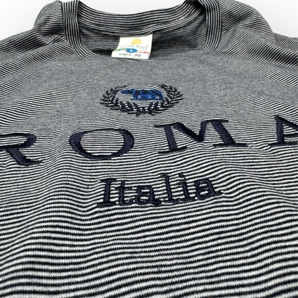 Vintage Sublima ROMA Italia Tee (L) Made in Italy Embroider Stripe Euro Tourist - Picture 9 of 10